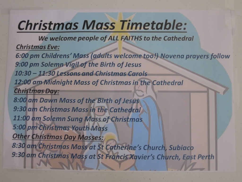 Zeitplan der Weihnachtsmessen