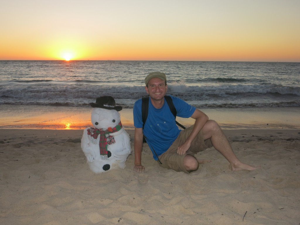 Mit Schneemann am Bathers Beach in Fremantle