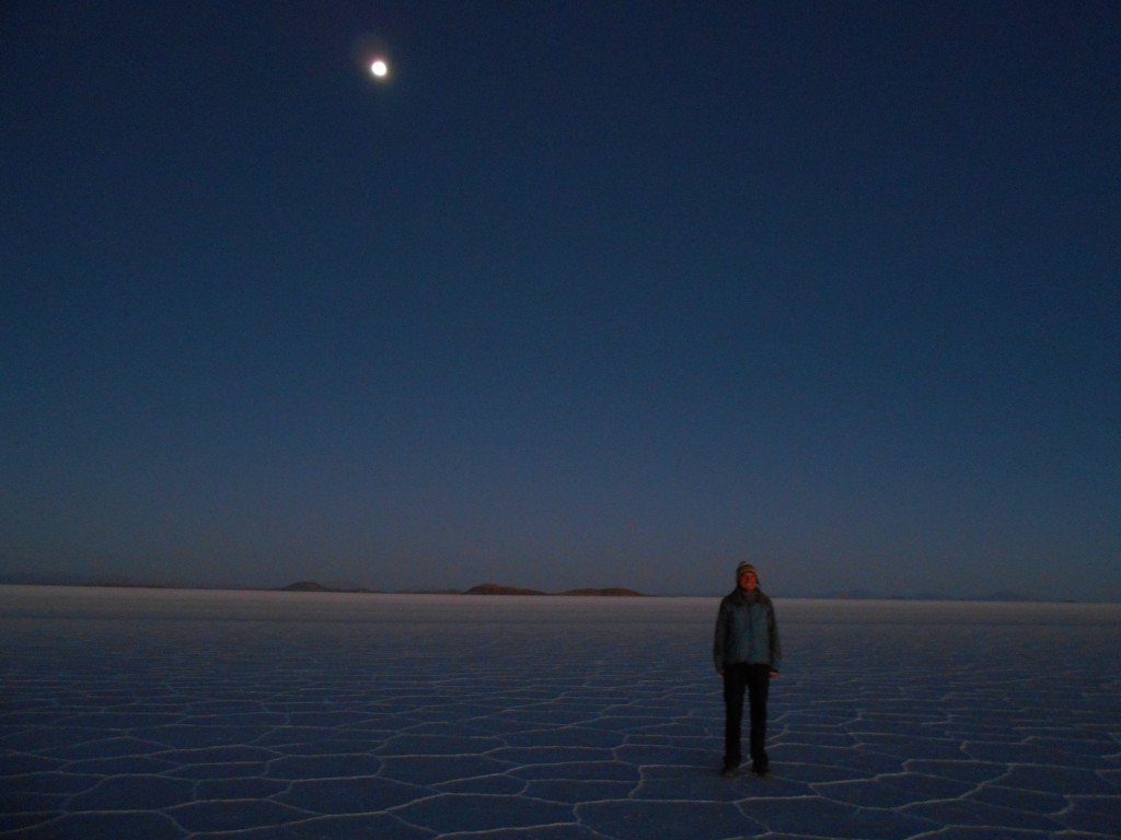 Vor dem Sonnenaufgang in der Salar de Uyuni