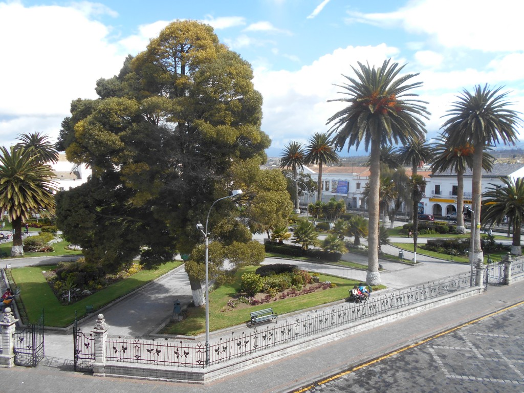 Blick aus dem Fenster des Hostel-Schlafraums auf den Parque Vicente León